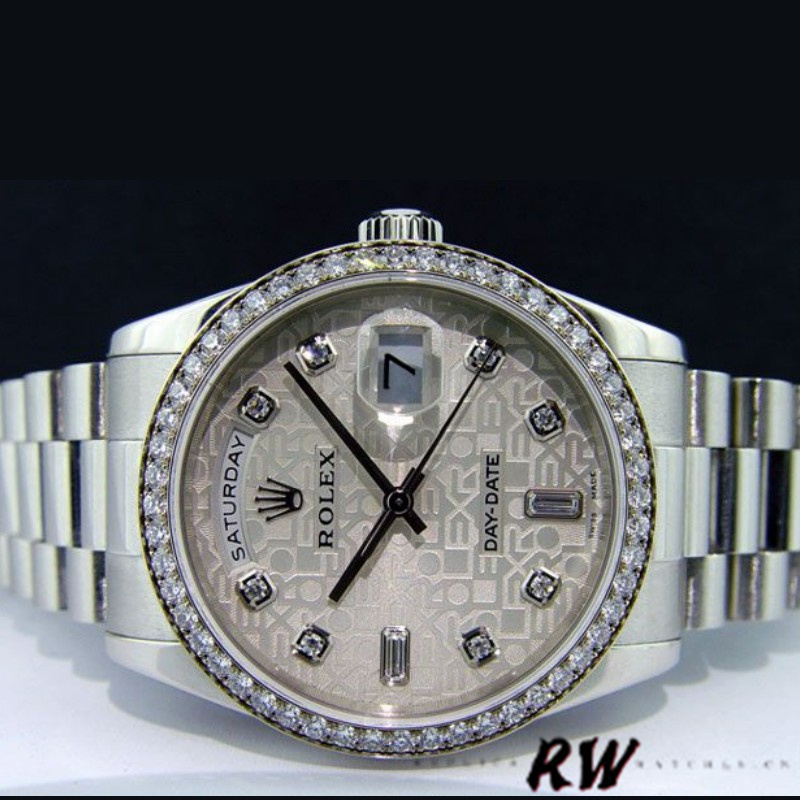 Rolex Day Date 118346 Silver Jubilee Diamond Dial 36mm Unisex Replica Watch - Image 3