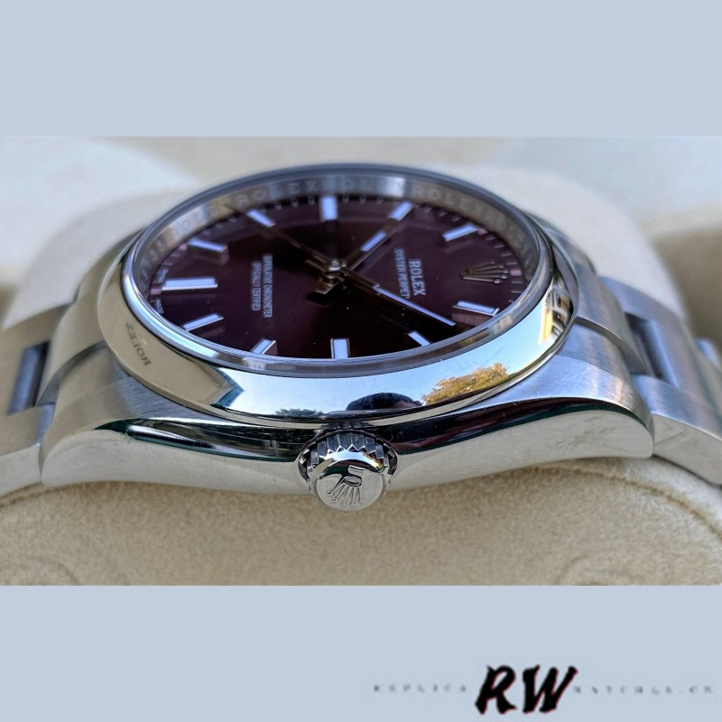 Rolex Oyster Perpetual Air-King 114200 Grape Red Index Dial 34mm Unisex Replica watch - Image 14