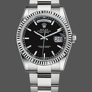 Rolex Day-Date 118239 Black Dial Fluted Bezel 36mm Unisex Replica Watch