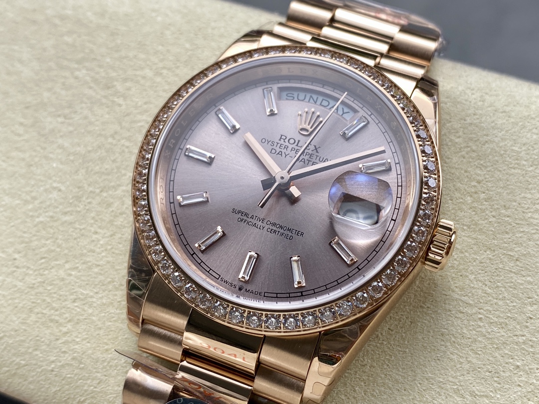 Rolex Day-Date 228345RBR 0007 Sundust Diamond Dial Diamond Bezel 40mm Mens Replica Watch - Image 5