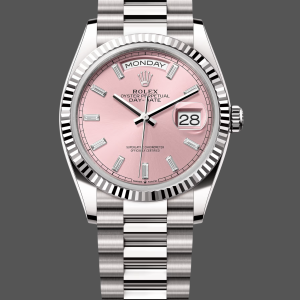Rolex Day Date 36mm Pink Diamond-Set Dial Fluted Bezel President m128239 0071