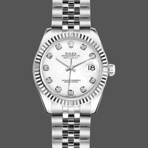 Rolex Datejust 179174 White Diamond Dial Fluted Bezel 26MM Lady Replica Watch