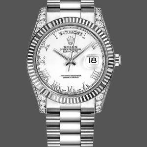 Rolex Day Date 118339 White Dial Fluted Bezel 36mm Unisex Replica Watch