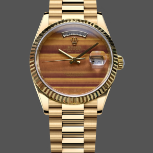 Rolex Day Date 18038 Yellow Gold Tigers Eye Watch