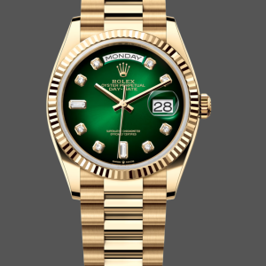 Rolex Day-Date 128238 Fluted Bezel Green Diamond Dial 36MM Unisex Replica Watch