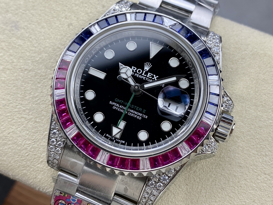Rolex GMT Master II 126710BLRO Black Dial Diamond Case 40MM Men's Watch - Image 5