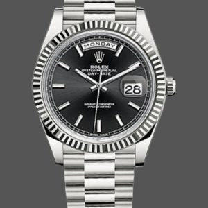Rolex Day-Date 228239 Black Index Dial Fluted Bezel 40mm Mens Replica Watch
