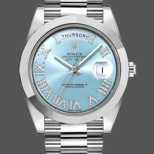 Rolex Day-Date 218206 Glacier Blue Diamond Roman Dial Platinum 41MM Mens Replica Watch