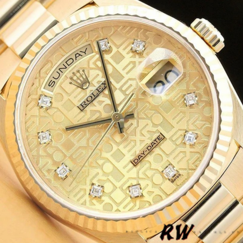 Rolex Day-Date 118238 Yellow Gold Champagne Jubilee Diamond Dial 36mm Unisex Replica Watch - Image 2