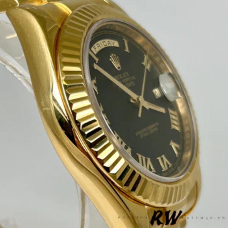 Rolex Day-Date 218238 Black Roman Numeral Dial Yellow Gold 41MM Mens Replica Watch - Image 4