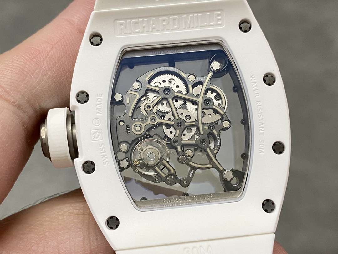 Richard Miller RM 055 RMUL2 NTPT Carbon Fiber Black Mark White Rubber Strap - Image 7