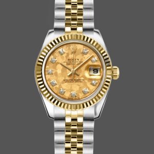 Rolex Datejust 179173 Crystal Champagne Dial Fluted Bezel 26MM Lady Replica Watch