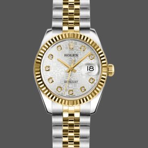 Rolex Datejust 179173 Silver Jubilee Diamond Dial Fluted Bezel 26MM Lady Replica Watch