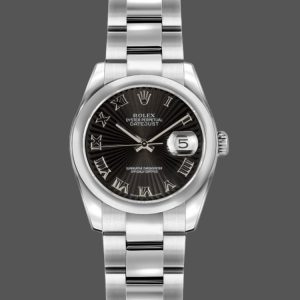 Rolex Datejust 179160 Oyster Bracelet Sunbeam Black Roman Dial 26MM Lady Replica Watch