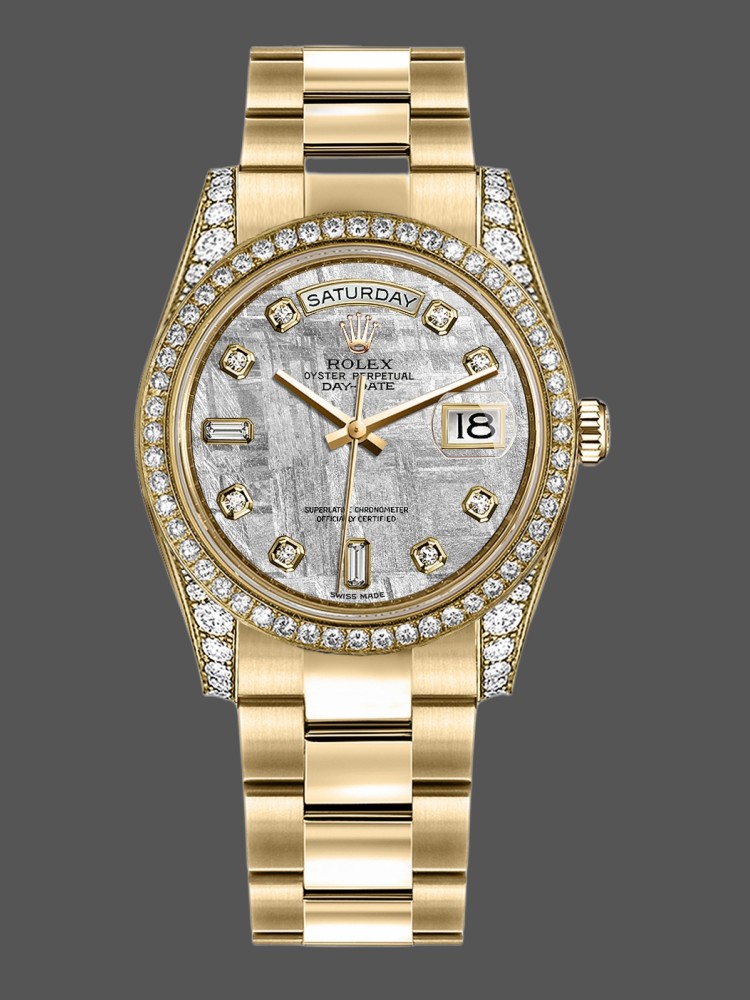 Rolex Day-Date 118388 Diamond Bezel Meteorite Dial 36MM Unisex Replica Watch