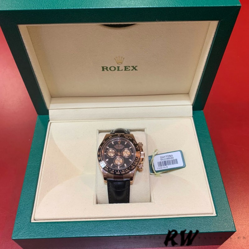 Rolex Cosmograph Daytona 116515 Leather strap Black Dial 40mm Mens Replica Watch - Image 6