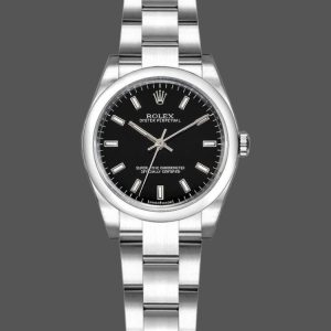 Rolex Oyster Perpetual 176200 Stainless Steel Black Index Dial 26MM Lady Replica Watch