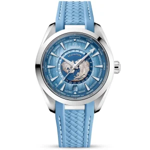 OMEGA Seamaster Aqua Terra GMT Worldtimer 43mm Summer Blue Dial Strap Watch