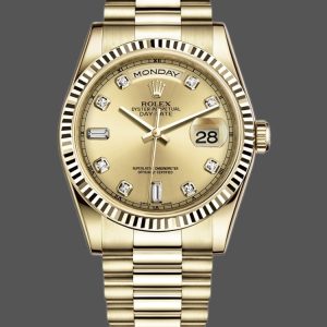 Rolex Day-Date 118238 Yellow Gold Diamond Champagne Dial 36mm Unisex Replica Watch