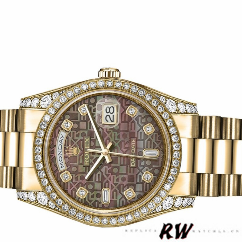 Rolex Day-Date 118388 Mother of Pearl Jubilee Diamond Dial 36mm Unisex Replica Watch - Image 4