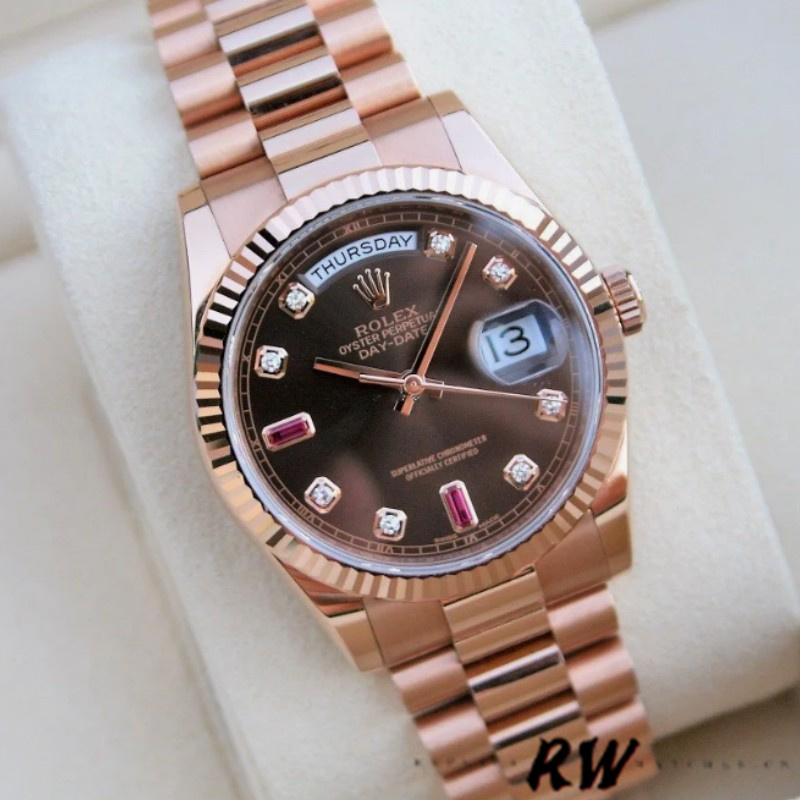 Rolex Day-Date 118235 Rose Gold Chocolate Brown Dial 36mm Unisex Replica Watch - Image 13