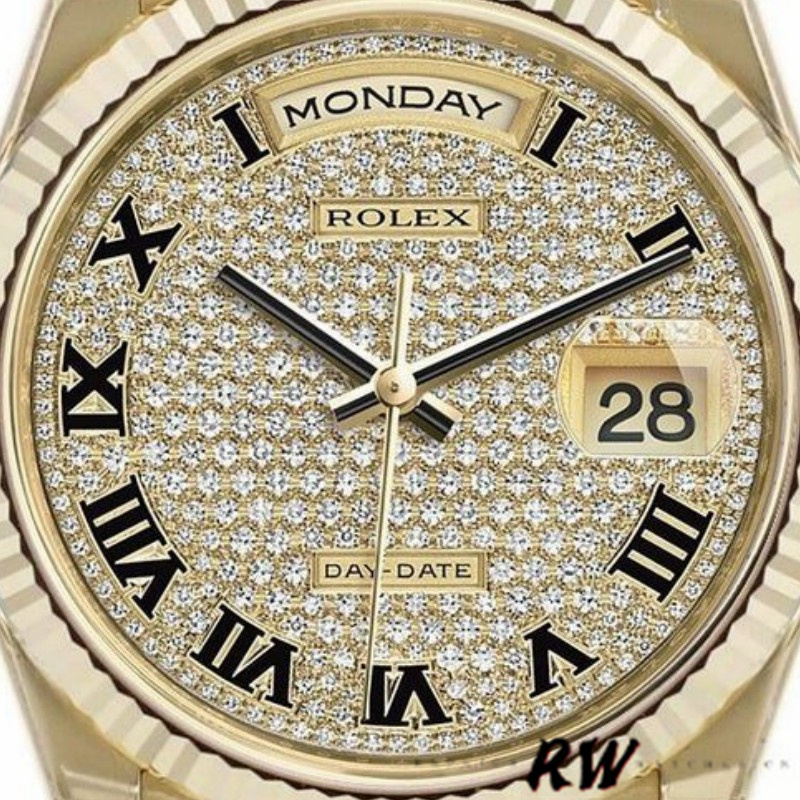 Rolex Day-Date 118238 Pave diamond dial 36mm Unisex Replica Watch - Image 3