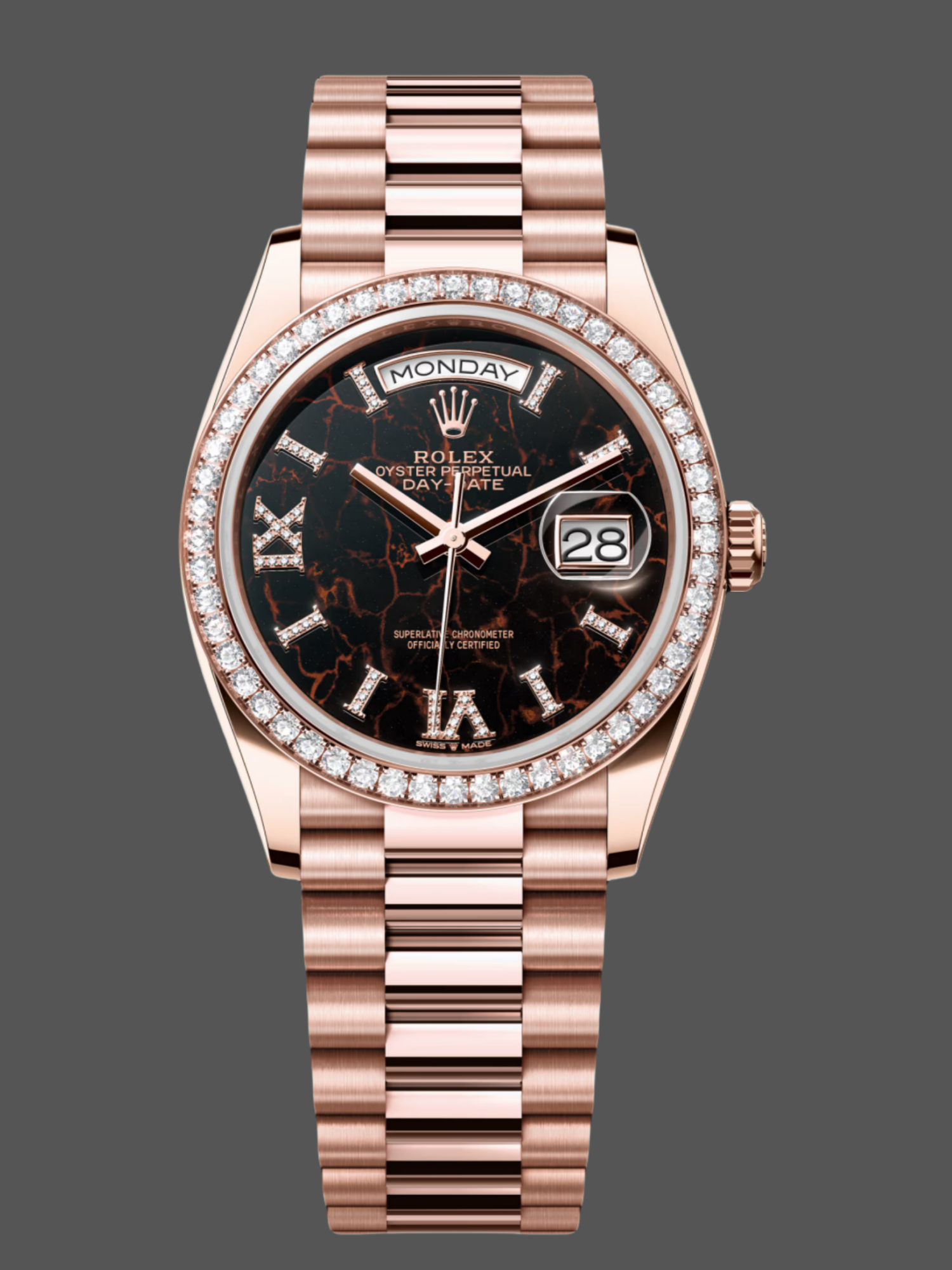 Rolex Day-Date 128345RBR Eisenkiesel dial Everose Gold 36MM Unisex Replica Watch