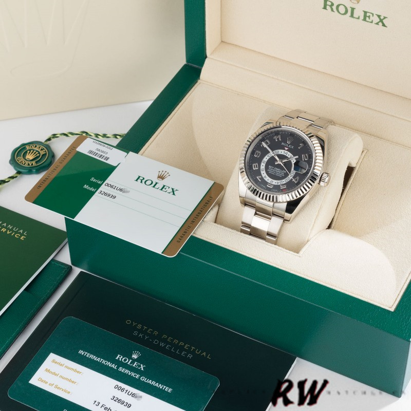 Rolex Sky-Dweller 326939 Fluted Bezel Black Dial 42MM Mens Replica Watch - Image 6