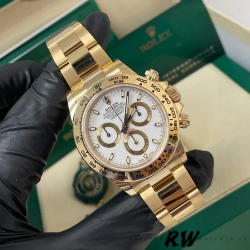 Rolex Daytona 116508 Yellow Gold White Index Dial 40MM Mens Replica Watch - Image 3
