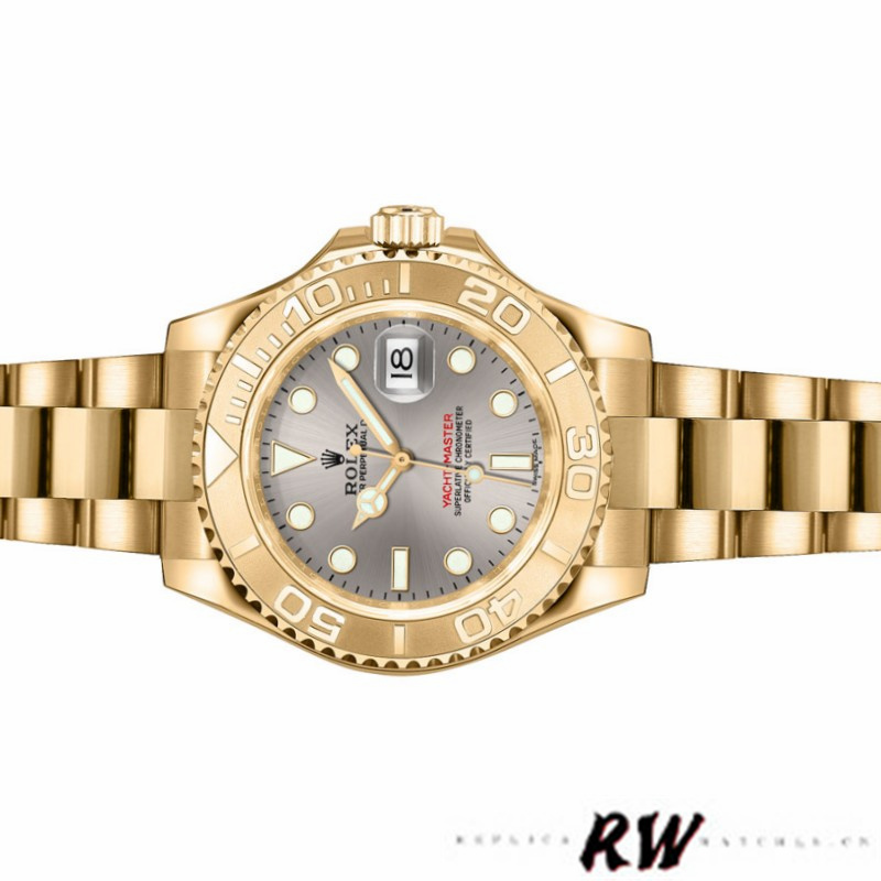 Rolex Yacht-Master 169628 Yellow Gold Grey Dial 29MM Lady Replica Watch - Image 4
