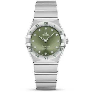OMEGA Constellation 28mm Green Diamond Dial Ladies Bracelet Watch