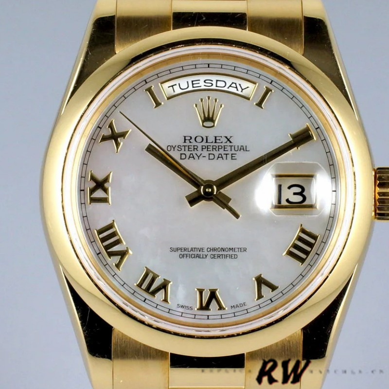 Rolex Day-Date 118208 Mother of Pearl Roman Numeral Dial 36mm Unisex Replica Watch - Image 2