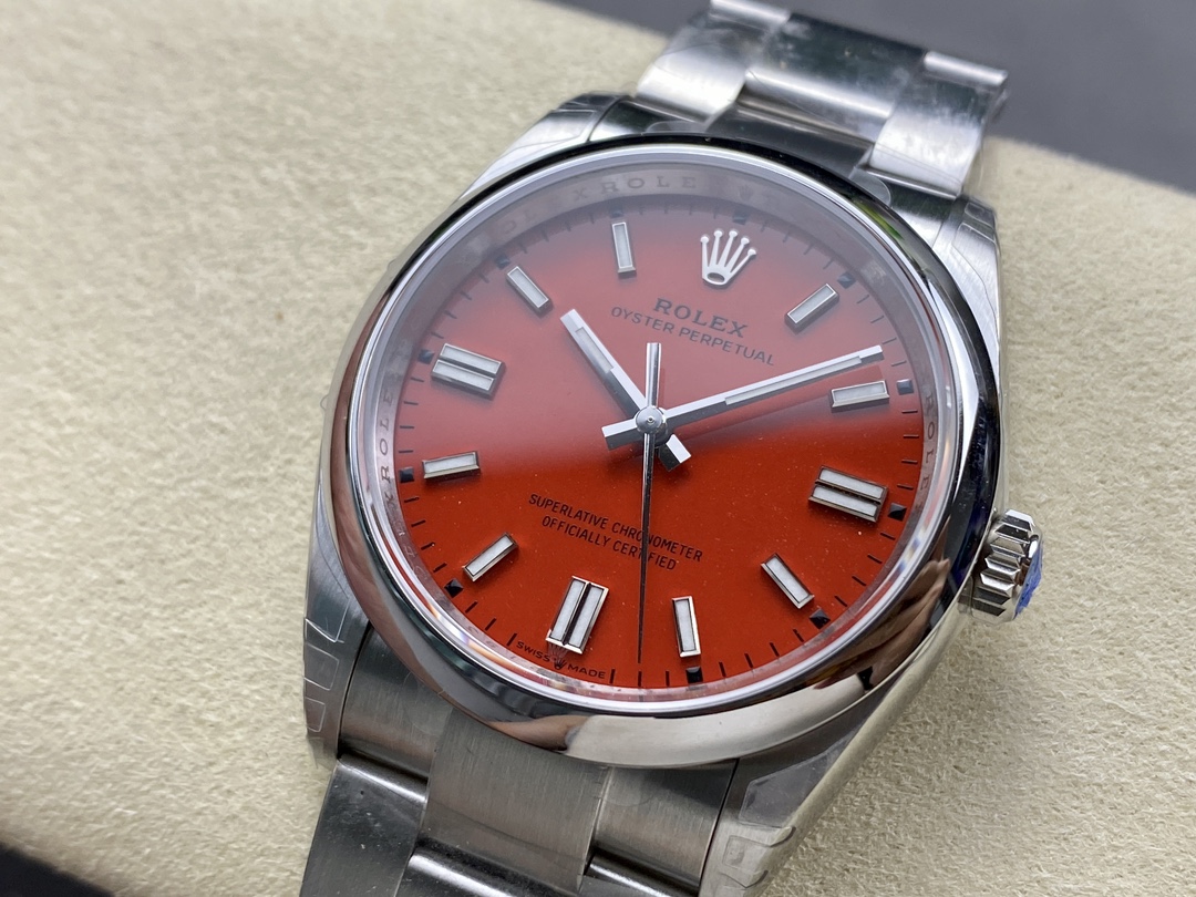 Rolex Oyster Perpetual Coral Red Dial Oyster Bracelet 126000 0007 - Image 5