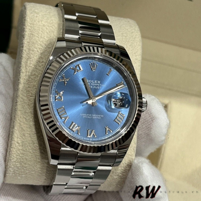Rolex Datejust 126334 0025 Fluted Bezel Blue Roman Numeral Dial 41MM Mens Replica Watch - Image 12