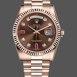 Rolex Day-Date 118235 Rose Gold Chocolate Brown Dial 36mm Unisex Replica Watch