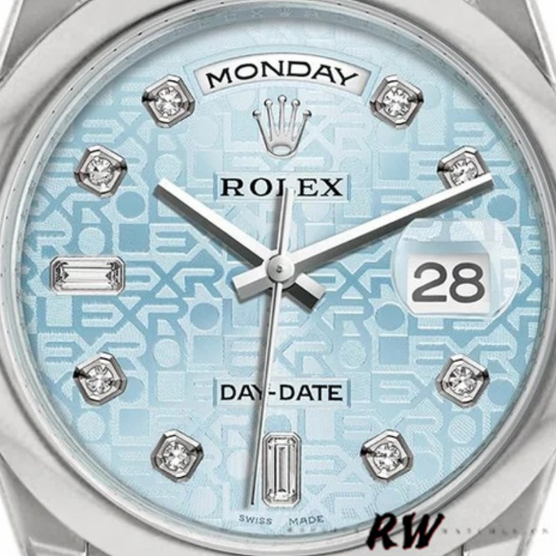 Rolex Day-Date 118206 Ice Blue Diamonds Dial 36mm Unisex Replica Watch - Image 4