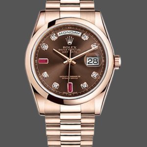 Rolex Day-Date 118205 Rose Gold Chocolate Brown Dial 36mm Unisex Replica Watch
