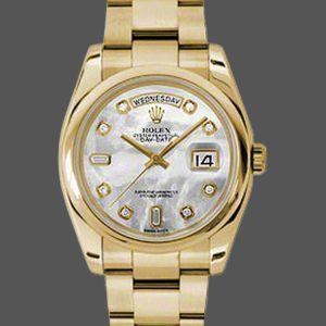 Rolex Day-Date 118208 Mother of Pearl Diamond Dial 36mm Unisex Replica Watch