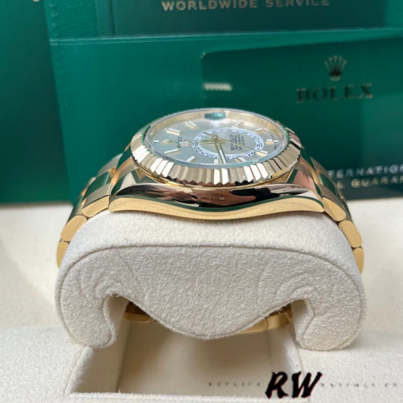 Rolex Sky-Dweller 326938 Yellow Gold White Dial 42mm Mens Replica Watch - Image 4