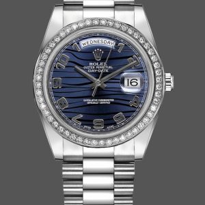 Rolex Day-Date 218349 Wave Blue Dial 41MM Mens Replica Watch