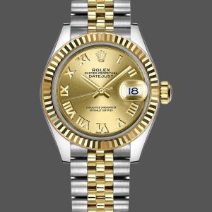 Rolex Datejust 279173 Champagne Roman Numeral Dial Fluted Bezel 28mm Lady Replica Watch