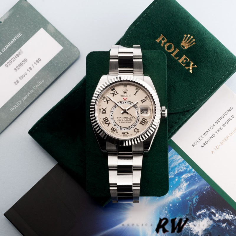 Rolex Sky-Dweller 326939 Fluted Bezel Ivory Dial 42MM Mens Replica Watch - Image 2