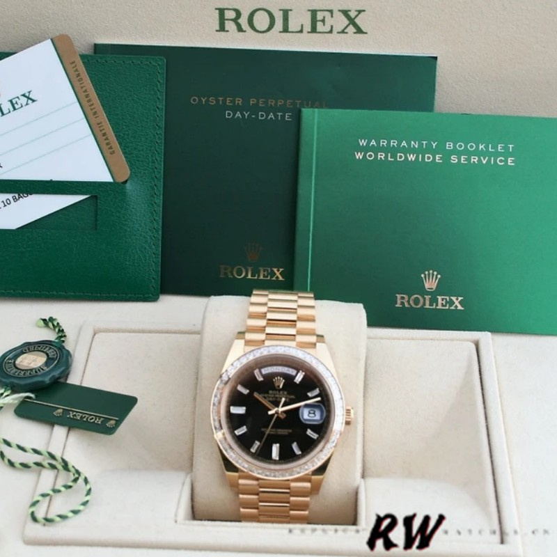 Rolex Day-Date 228398TBR Black Diamond Dial Diamond Bezel 40mm Mens Replica Watch - Image 6