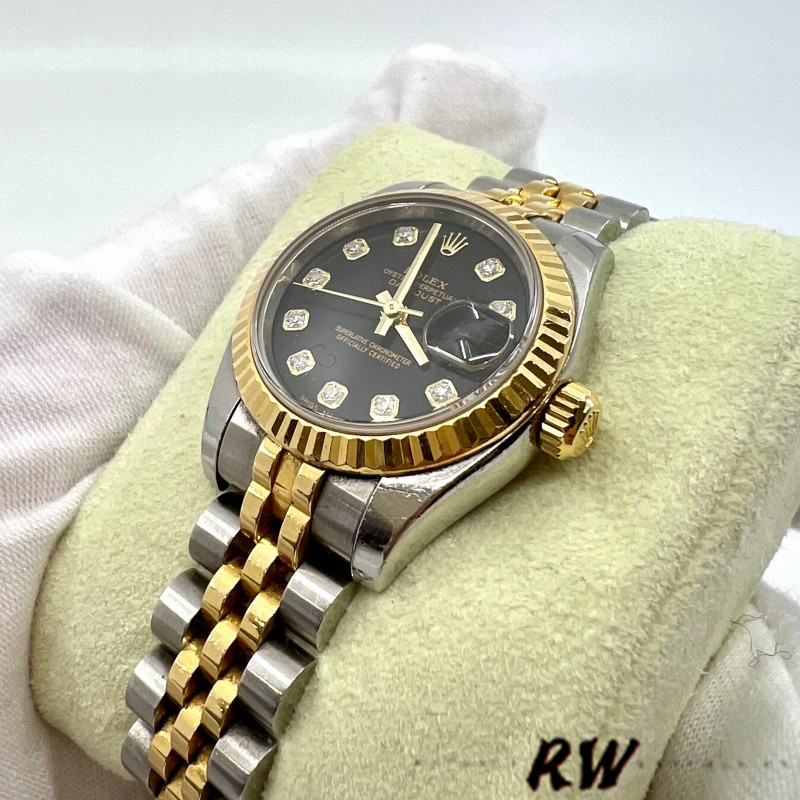 Rolex Datejust 179173 Black Diamond Dial Fluted Bezel 26MM Lady Replica Watch - Image 2