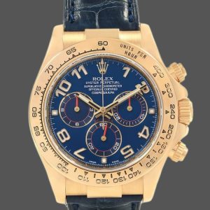 Rolex Cosmograph Daytona 116518 Leather strap Blue Dial 40mm Mens Replica Watch