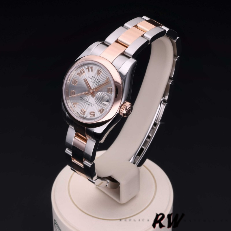 Rolex Datejust 179161 Stainless Steel and Everose Gold Concentric Circle Silver Dial 26MM Lady Replica Watch - Image 3