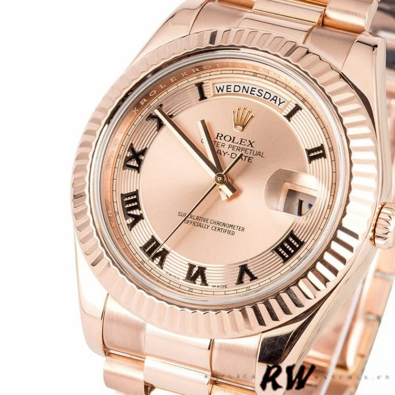 Rolex Day-Date 218235 Concentric Circle Champagne Dial Rose Gold 41MM Mens Replica Watch - Image 3