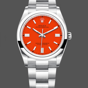 Rolex Oyster Perpetual Coral Red Dial Oyster Bracelet 126000 0007