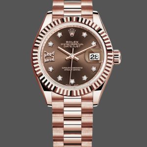 Rolex Datejust 279175 Chocolate Diamond Mark Fluted Bezel 28mm Lady Replica Watch
