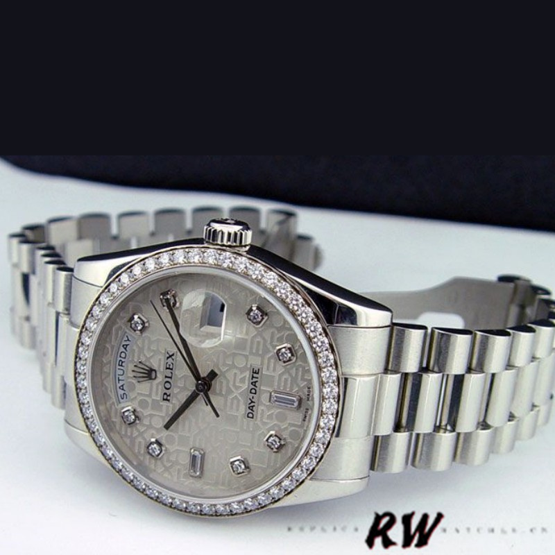 Rolex Day Date 118346 Silver Jubilee Diamond Dial 36mm Unisex Replica Watch - Image 4